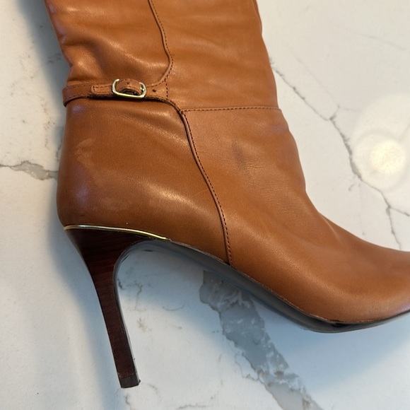Ralph Lauren Vallerie Camel Leather Pointy Toe Boot - Picture 8 of 8